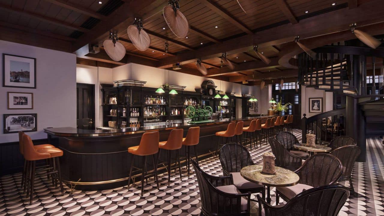 Long Bar at Raffles Singapore. Raffles Hotels debuted in Singapore in the early 1830s, and now have 15 iterations across the globe.