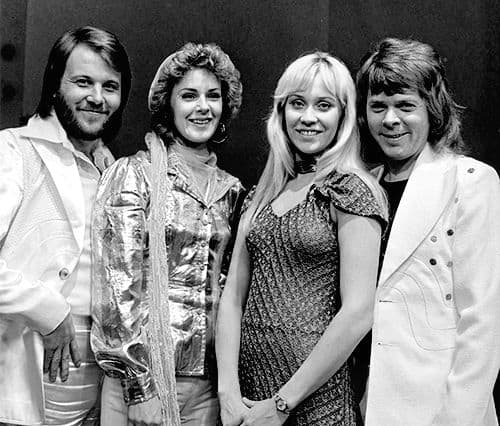 Photograph of the ABBA members on Dutch television show TopPop in 1974 (image: AVRO via Wikimedia Commons)
